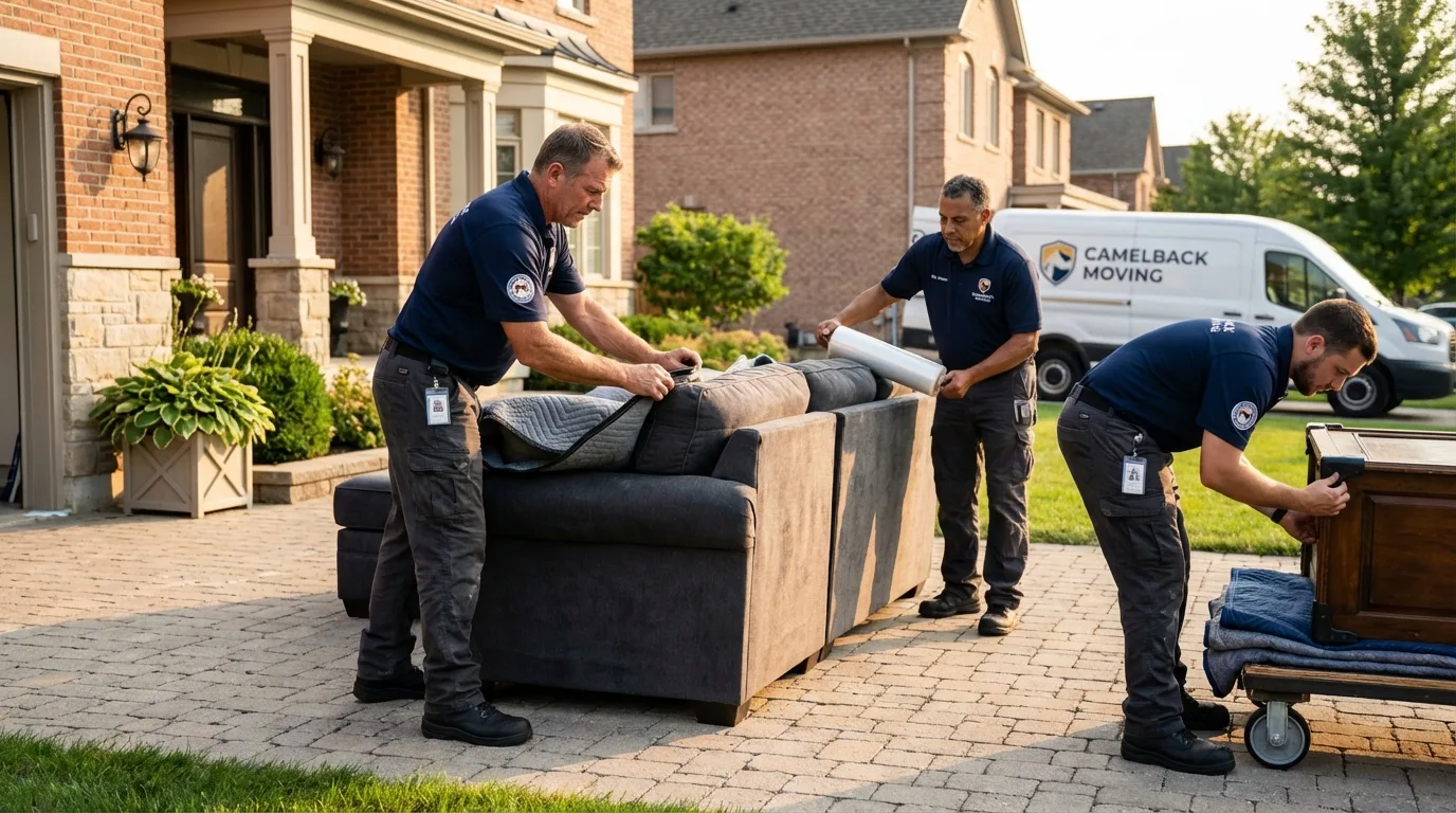 Large estate moving crew wrapping furniture in Goodland, KS