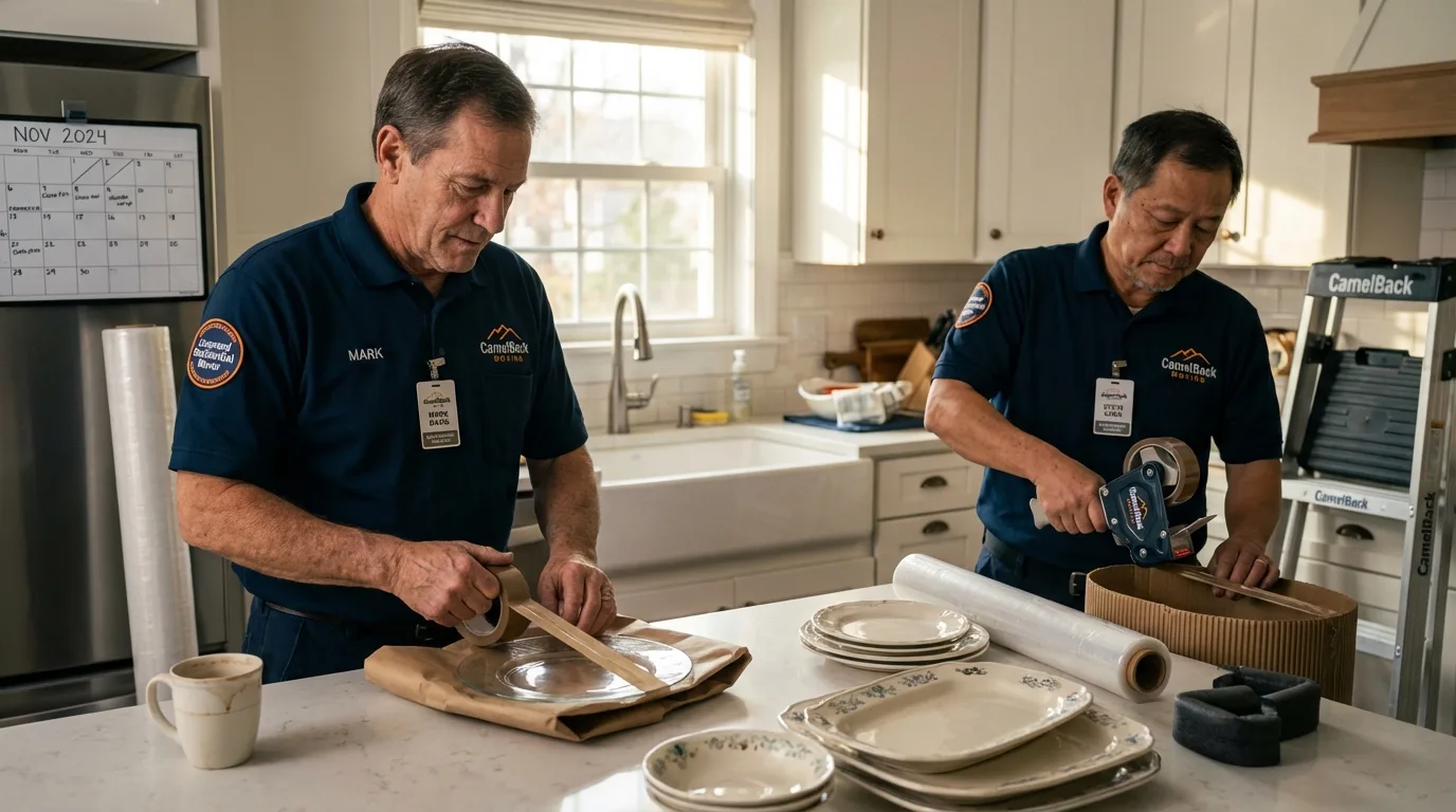 Professional crew packing kitchen dishware in Goodland, KS